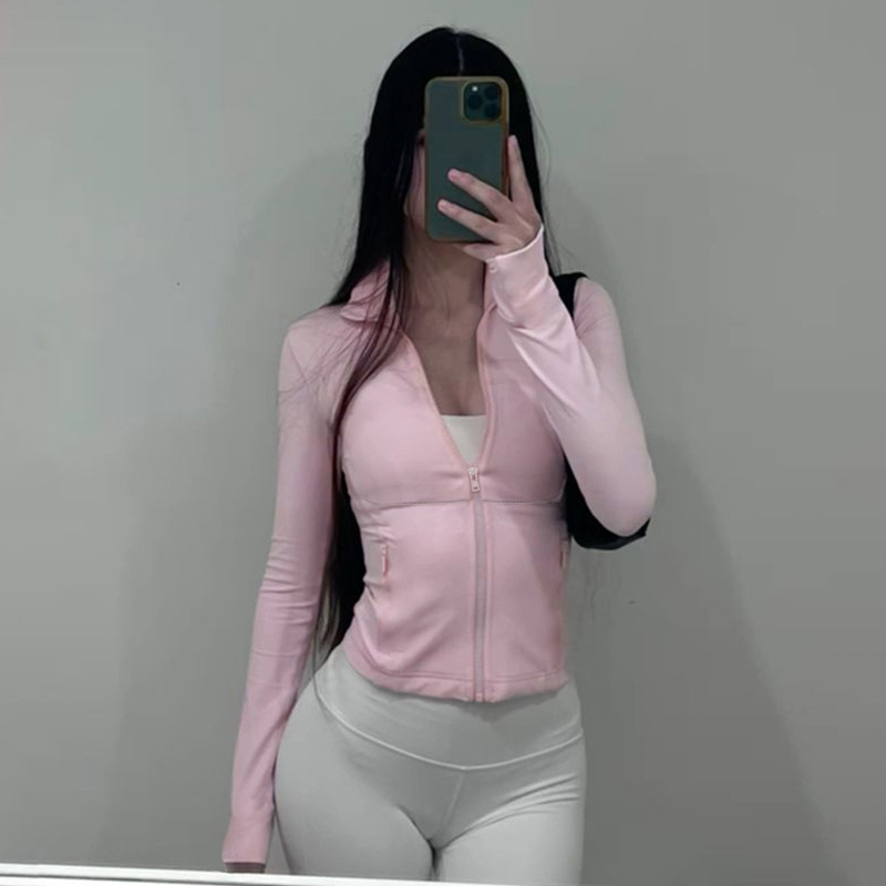 Zipper T-shirt Women's Fitness - Yoga Fitness Hoodie ulasan dan harga