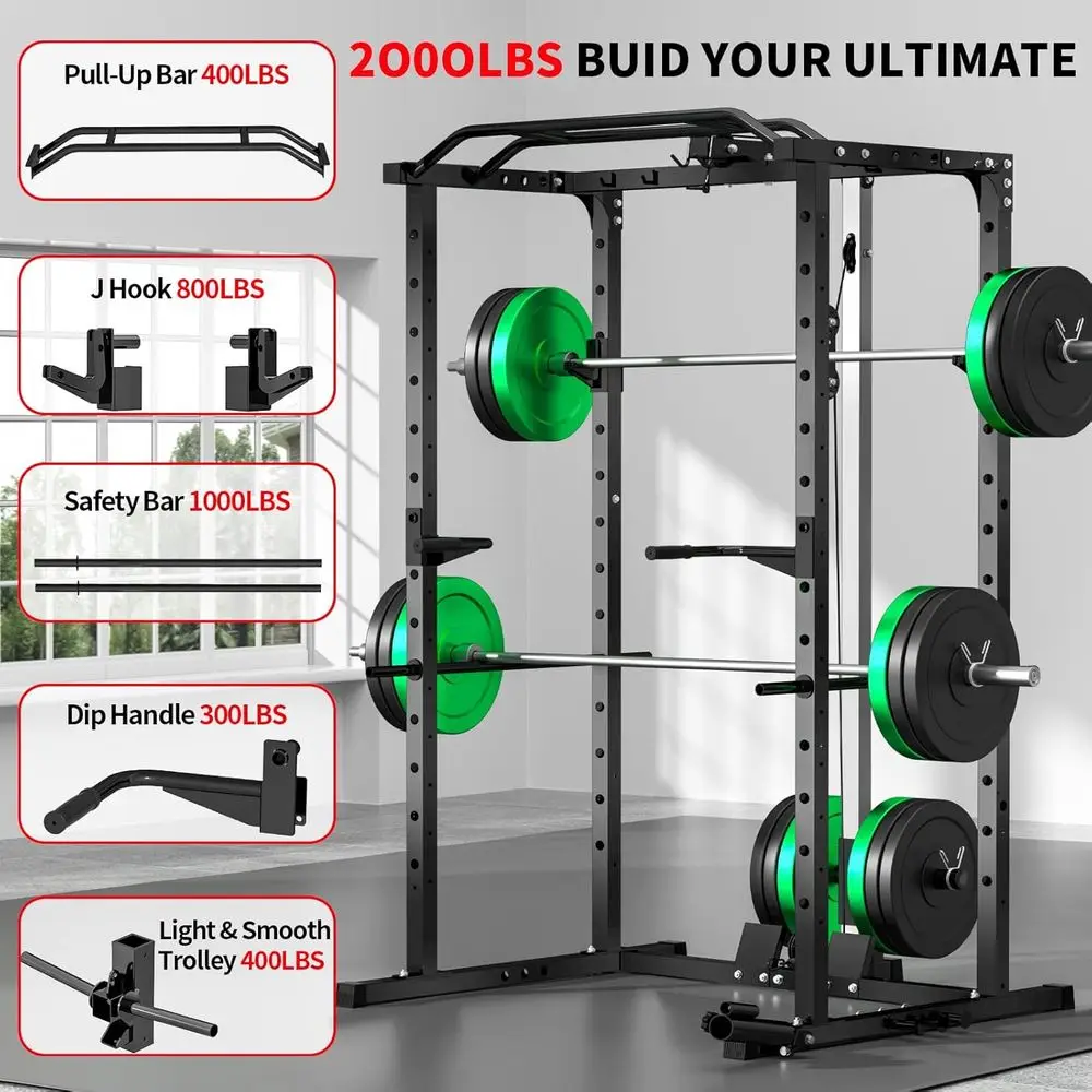 2000LBS Capacity Power Rack wi - Lat Pulldown Bar ulasan dan harga