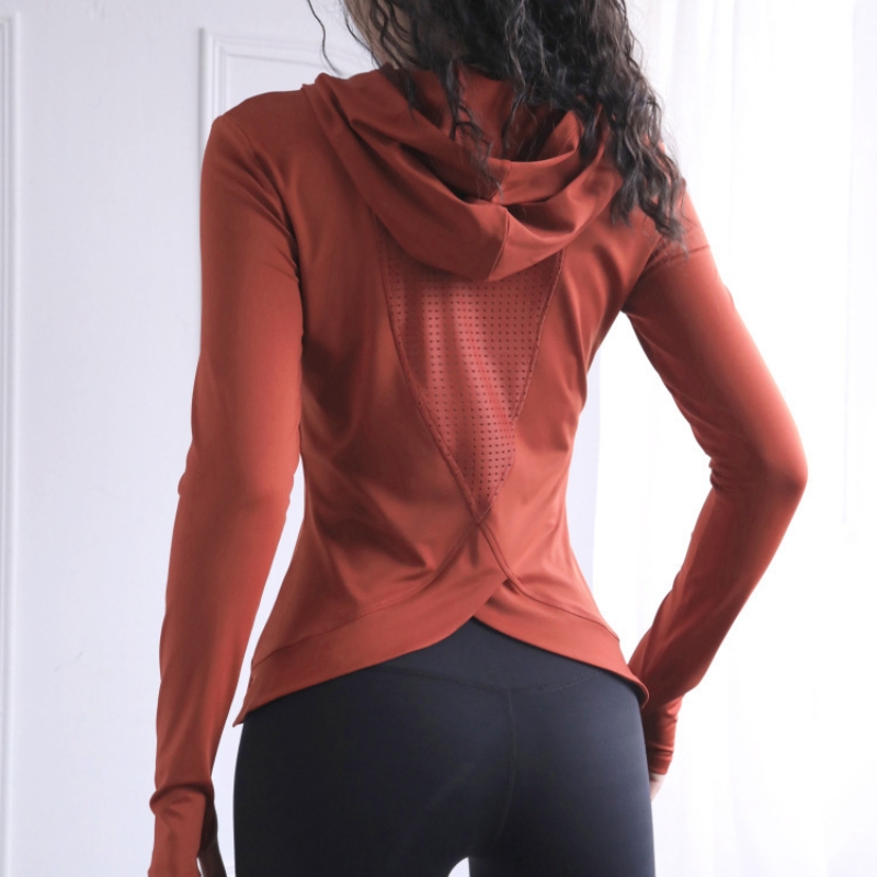 Women's Back Fork Mesh Breatha - Yoga Fitness Hoodie ulasan dan harga